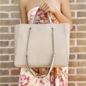 Kate Spade Warm Beige‎ Infinite Large Triple Compartment Leather Tote.